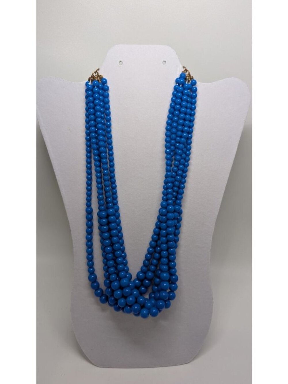 Vintage Dark Blue 6-Strand Beaded Statement Necklace